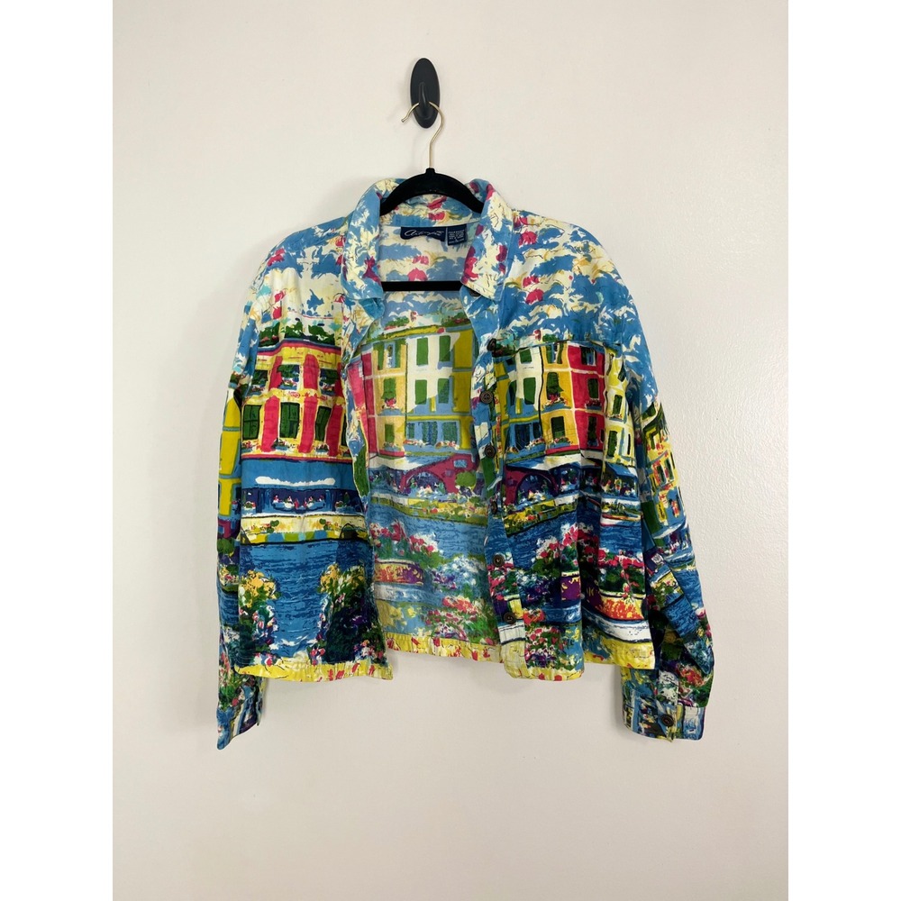 Artscapes‎ Artsy Scenic Village Print Jacket Euro Summer Large Multicolor Cotton